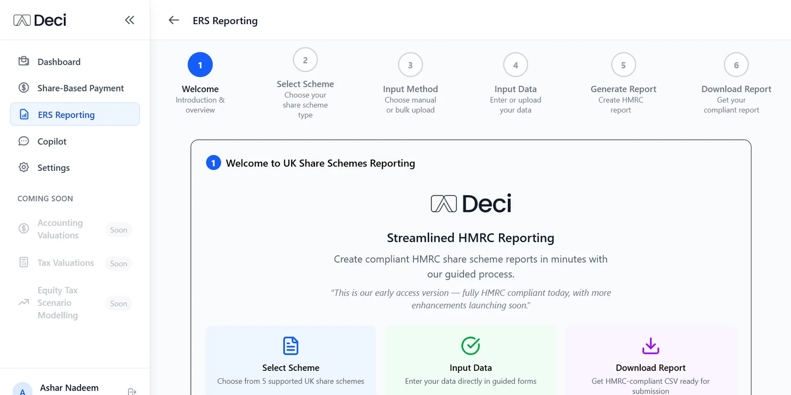 ERS reporting: six-step HMRC share scheme report wizard
